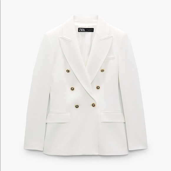 NWT. Zara Oyster White Tailored Double Breasted Blazer. Size S, M. - Picture 6 of 11